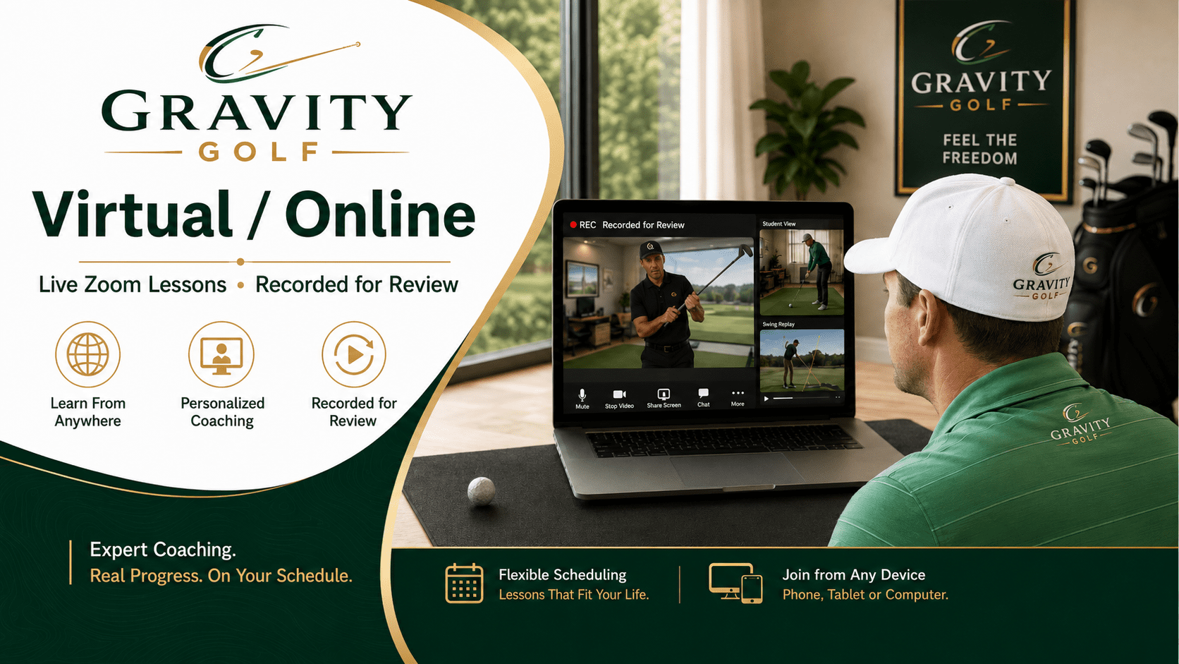 Gravity Golf virtual online Zoom lessons with Daniel Lee