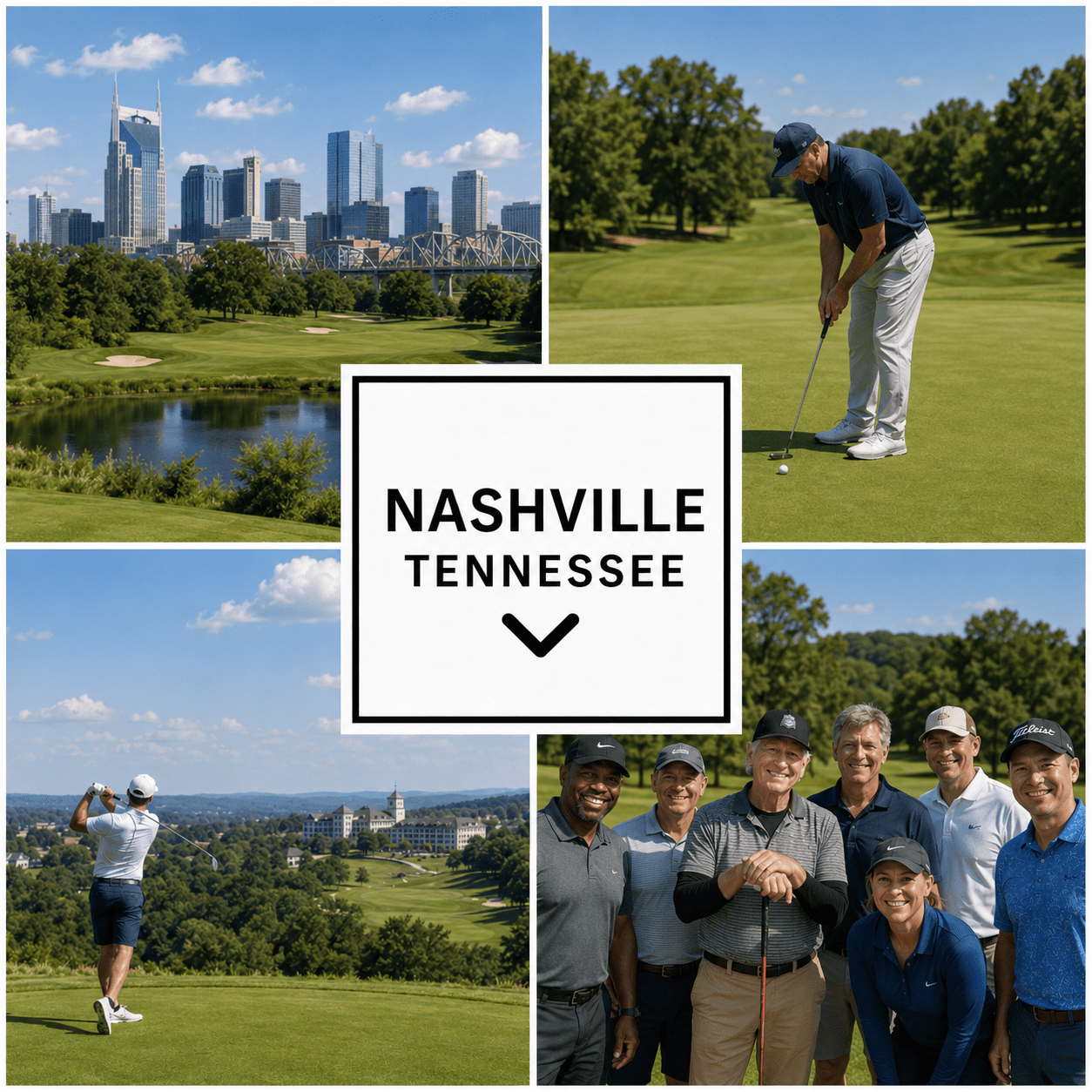 Nashville Tennessee Gravity Golf School with instructor Dwayne Russell and golfers on the course